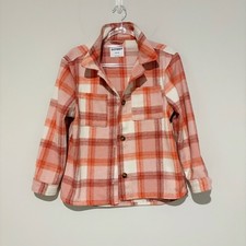 Old Navy Oversized Tunic Shacket Plaid pink orange Girls Size XL