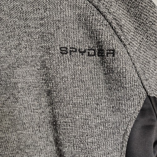SPYDER Sweatshirt Mens L Large Gray Black 1/4 Zip Mock Neck Long Sleeve - Picture 5 of 8