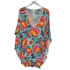 La Blanca Womens Multicolor Breezy Beauty Caftan Cover Up Swim M Travel Resort