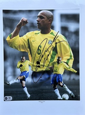 Roberto Carlos signiertes 16x12 Brasilien Foto ACG COA AG26289
