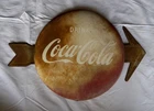 Vintage 16" Round Button Metal Drink Coca-Cola Sign with 24" Arrow