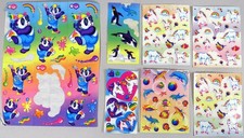 Vtg Lisa Frank Stickers Lot Panda Unicorn Fish Penguin Dolphin Whale Early 1990s