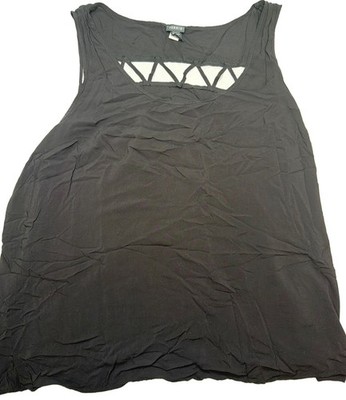 Torrid 1 Black Sleeveless Tank Top Cutouts Back 100 % Rayon Versatile Size 5