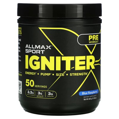 2 X ALLMAX Nutrition, Igniter, Pre-Workout, Blue Raspberry, 11.28 oz (320 g)