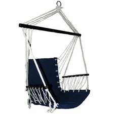 Outdoor Patio Swing Seat Hanging Hammock Chair With Cushion Seat - Blue