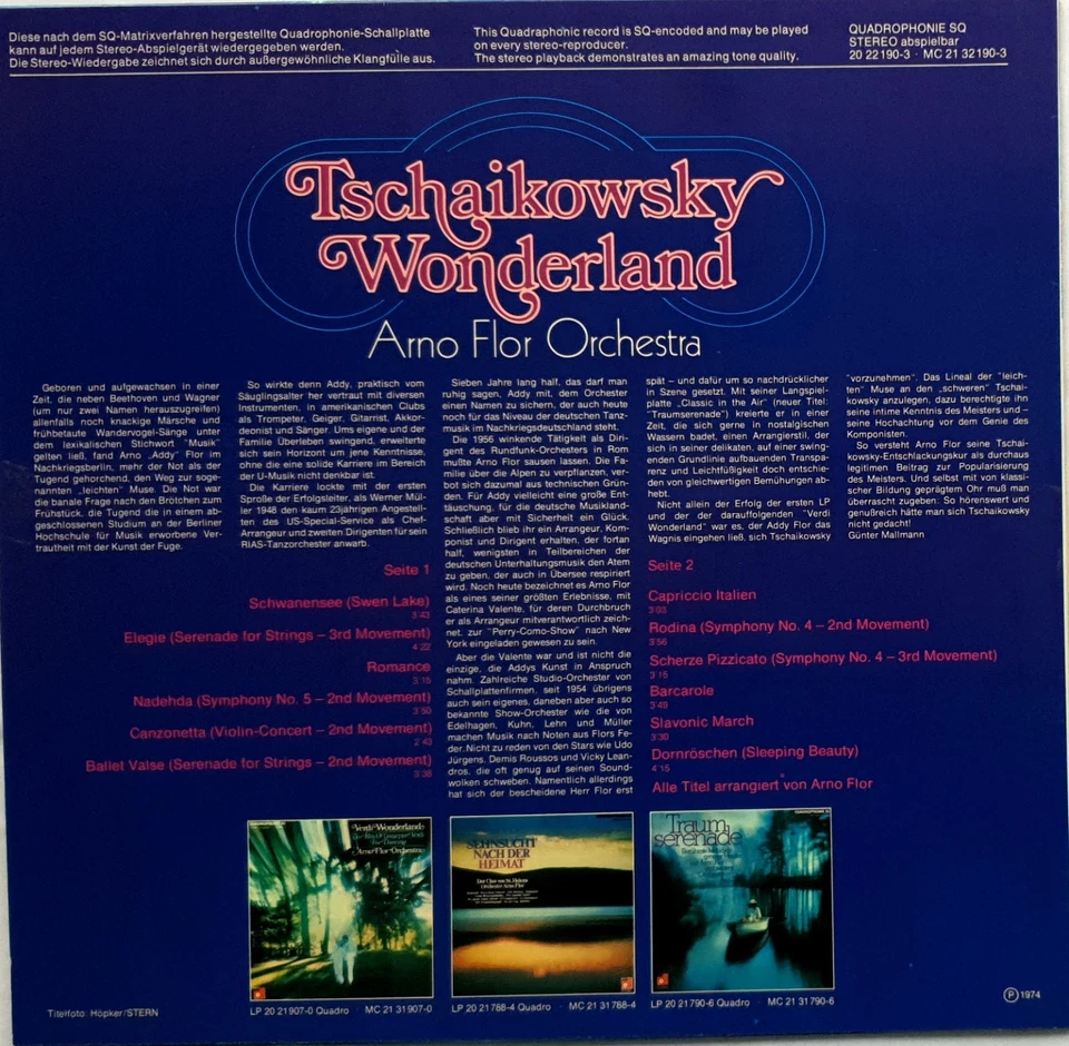 Arno Flor Orchestra–Tschaikowsky Wonderland LP 1974 Germany Quadraphonic - Image 3 of 3