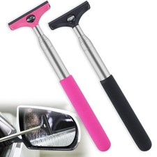 2pcs Car Mirror Squeegee Retractable Rearview Wiper Tool