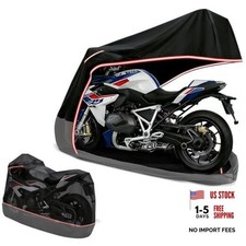 Full Enclosed Motorcycle Cover - Waterproof for 86.6L"-45W"-53H" Black Gray