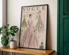 Vogue Fashion Poster - Vintage Wall Art Print, Retro Chic Home Decor