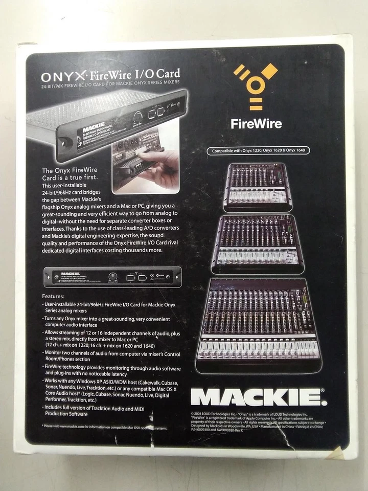 MACKIE ONYX FIREWIRE I/O CARD FireWire Audio Interface Tested & Works 3203 - Image 2 of 4