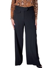 Women's Stella Mccartney Black Dress Pants Crepe Trousers Wide Leg 44 US 10