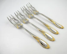Yamazaki CACHE GOLD 4 Salad Forks Glossy Stainless Steel Flatware Japan