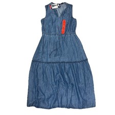 NEW Lands' End Ladies' Lyocell Tiered Midi Dress Blue XL