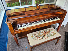 Chickering Upright Piano 88 Keys Walnut Brown Wood, 3 Pedals, Bench
