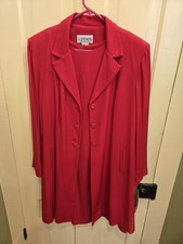 Sz 14 CAROL ESCRITOR for J Stevens Sheath Dress Red Sheath W/Padded Blazer VTG