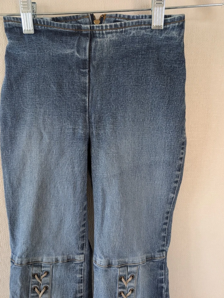 Pantalones de mezclilla vintage Y2K LEI con cordones 6/8 tiro bajo acampanados campana abrazadera raros Foto 2 de 4