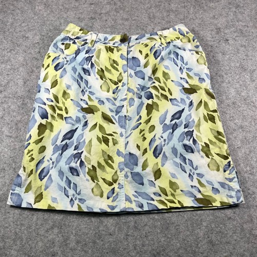 Talbots, Talbots Skirt Womens Blue Green Watercolor Leaf Print Stretch 12P
