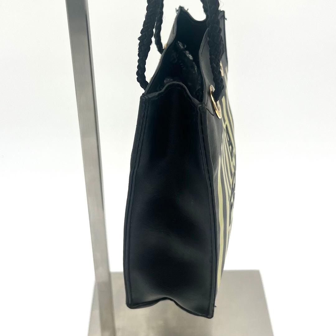 Fendi Mini Handbag Black Nylon Stripe Gold Ring Authentic Excellent Condition — image 4