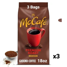 3 Bags - McCafe Premium Roast, Medium Roast Ground Coffee, 18oz Bag