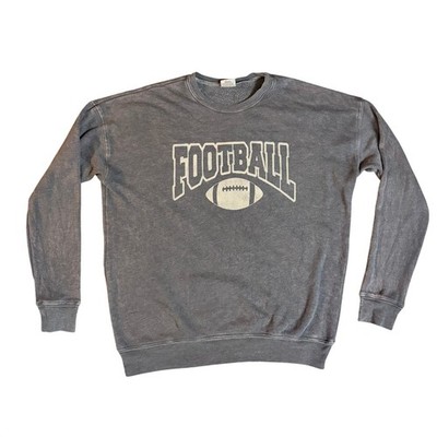 Oat Collective Football Graphic Crewneck Sweatshirt Charcoal Grey Large