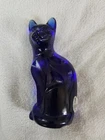 Fenton Cobalt Blue Glass Cat Figurine 5"
