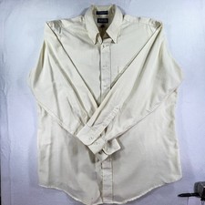 Honors Classic Button-Down Shirt 17 34/35 Cream Cotton-Poly Blend USA Made