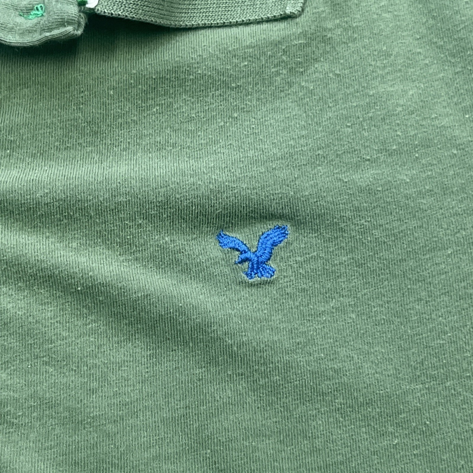 American Eagle Y2k Polo Baby T Shirt Women's Size Medium Green Preppy Fitted image 4
