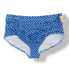 Ruby Ribbon Riviera Ruched Polka Dot Full Coverage Bikini Bottoms Plus Size 3X