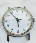 Vintage Timex Men's Mechanical Watch Silver Dial Bold Numerals Parts Repair