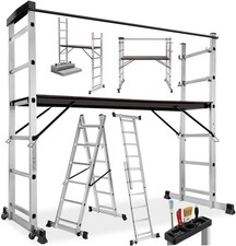 tectake® Scala Alluminio 4 in 1 Multifunzione con Piattaforma da Lavoro, Pontegg