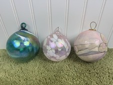 Vintage Kmart Romanian Hand Blown Glass Christmas Ornaments. 1990’s Set of 3