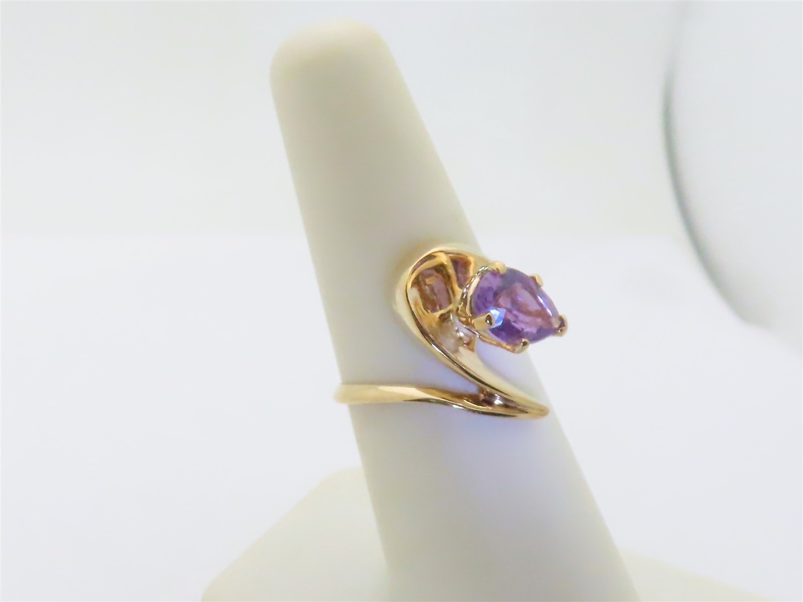 14k Natural Amethyst Ring Solid Gold Abstract Sol… - image 6