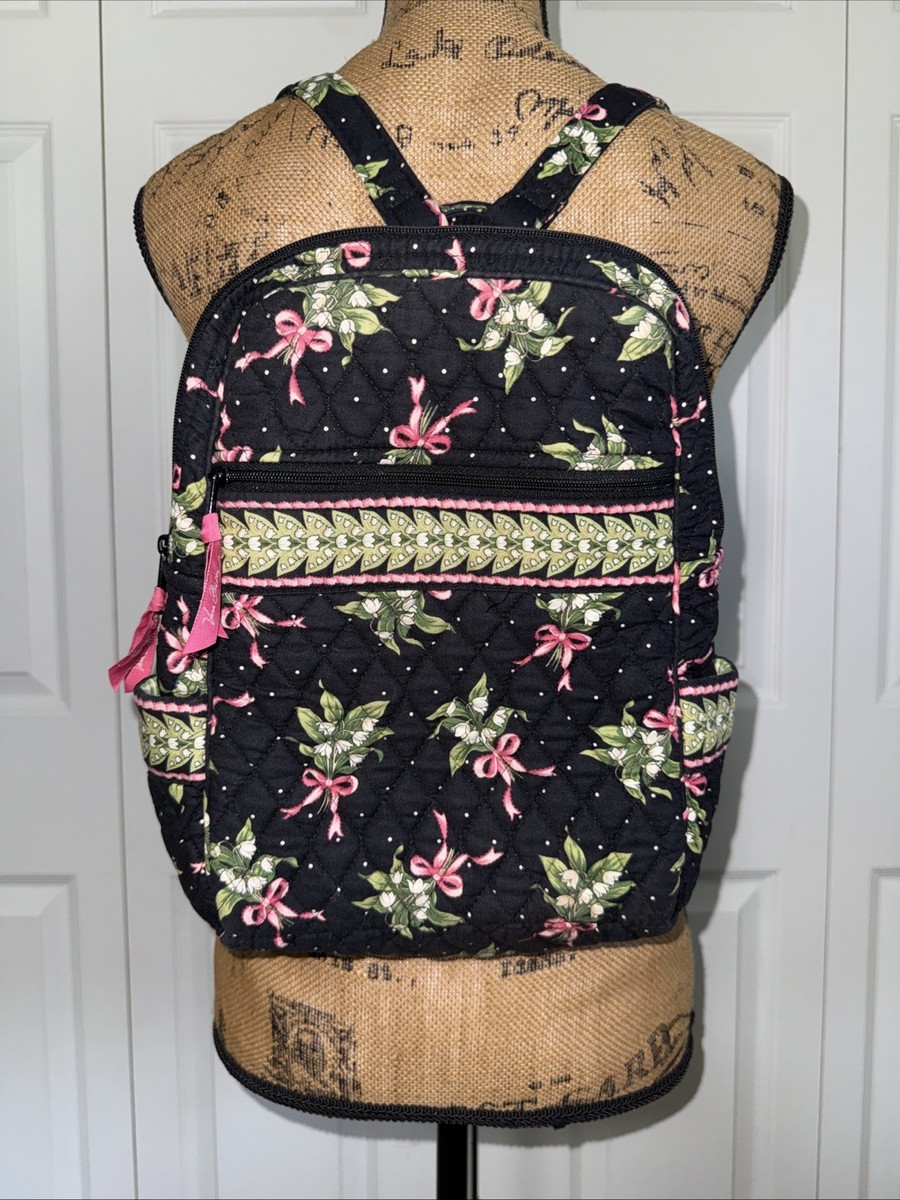 NWT Vera Bradley Large Capacity  MultiPocket Laptop Backpack Retro Ribbons NWT Vera Bradley Essential Large Backpack WILD ROSES RP $159  main image 4