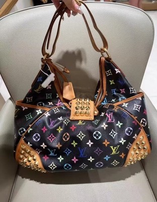 LV x Takashi Murakami Chrissie Monogram Multicolore Black Bag
