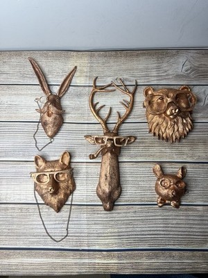 Kupfer Tier Wandbilder Set 5-teilig Hirsch Hirsch Fuchs Bär Hase Vintage Stil Deko
