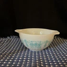 Vintage PYREX 441 Amish Butterprint Cinderella Bowl 1.5 Pt. Turquoise on White