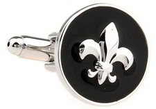 Fleur De Lis Raised Emblem Pair of Cufflinks in a Presentation Gift Box & Pol...