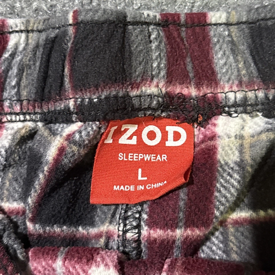 Pantalones de pij a cuadros IZOD para hombre talla grande ROJOS con cordones y bolsillos Foto 4 de 4