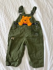 RARE Winnie The Pooh Disney Vintage 100 Acre Collection Green Denim Overalls 18M