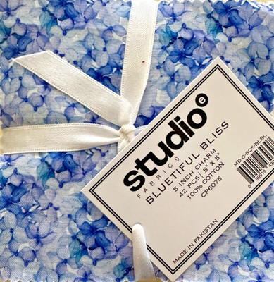 BLUETIFUL BLISS CHARM PACK BY STUDIO FABRICS 5X5 42PC NEW