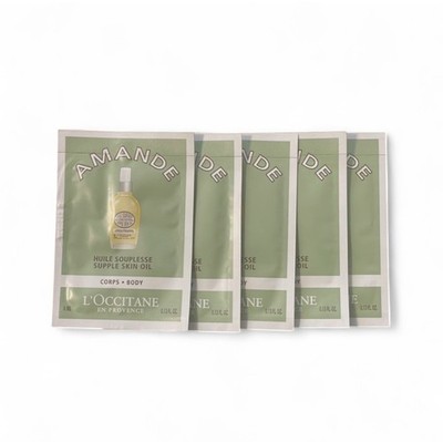 L'Occitane Amande Almond Supple Skin Oil Samples - 0.13 oz/ea, Lot of 5 Samples