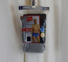 Hanes 7 PACK Mens Underwear Briefs Moisture-Wicking Gray/Black Size L 36-38" 
