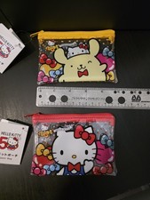 Japan Sanrio Flat Pouch Set of 2 Hello Kitty Pompompurin 50th Anniversary