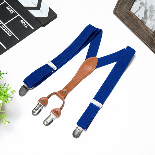 Buyless Fashion Men Suspenders 48" Elastic Adjustable 1" Leather Y Shape Back - Picture 54 of 91