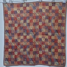 Yves Saint Laurent scarf silk cotton 52cm 20 square Paisley brown orange beige