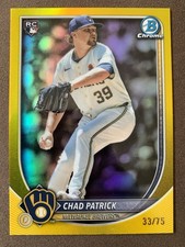 2025 Bowman Chrome Chad Patrick #28 Yellow Refractor RC Rookie /75