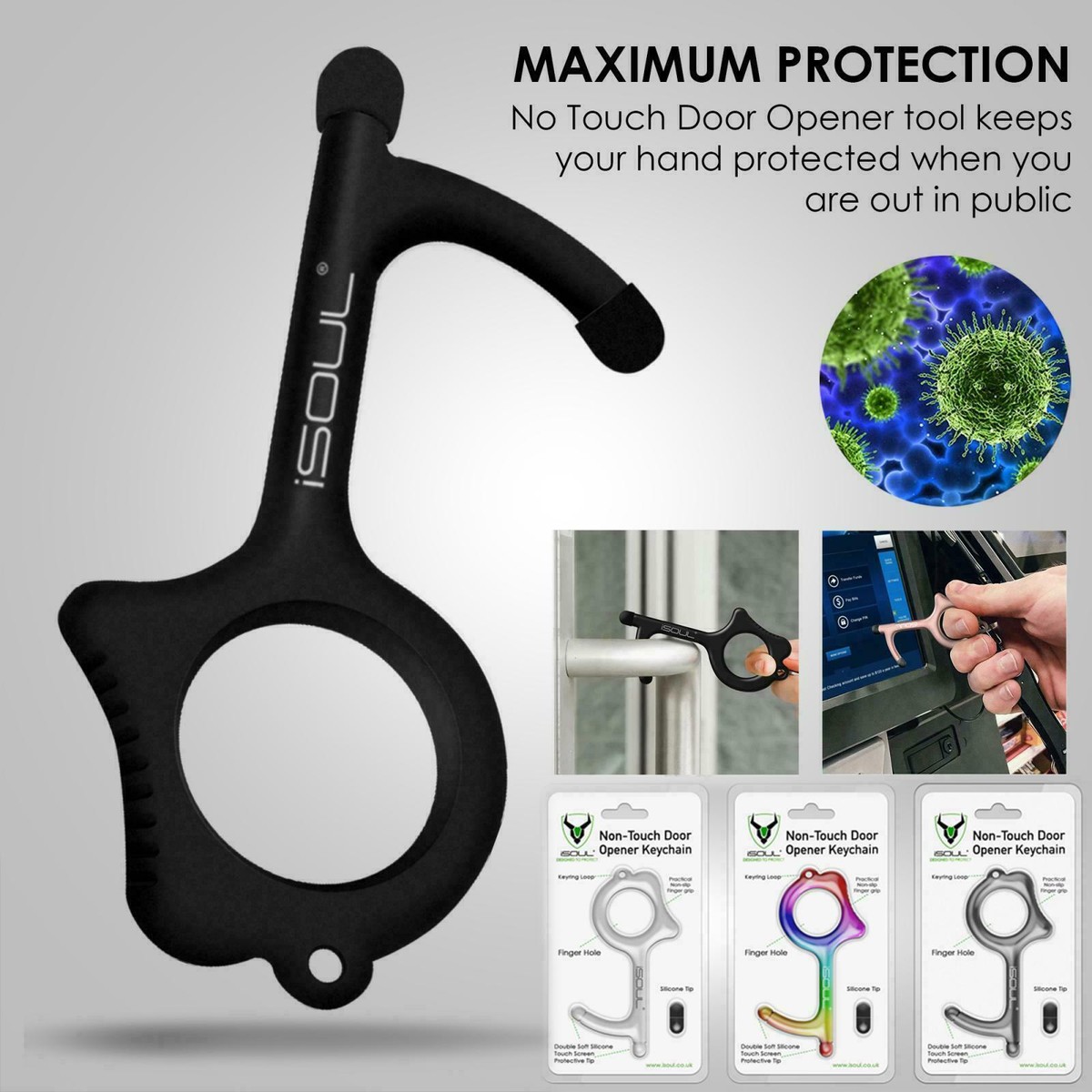 Contactless Hand Hygiene Antimicrobial EDC Door Opener Key Chain Non Touch