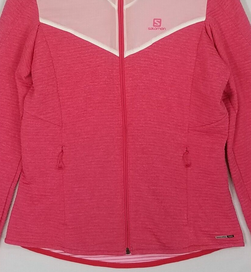 Salomon Giacca con Cappuccio Donna M Elevate Misto Lana Rosa Colorblock Trapuntata Calda