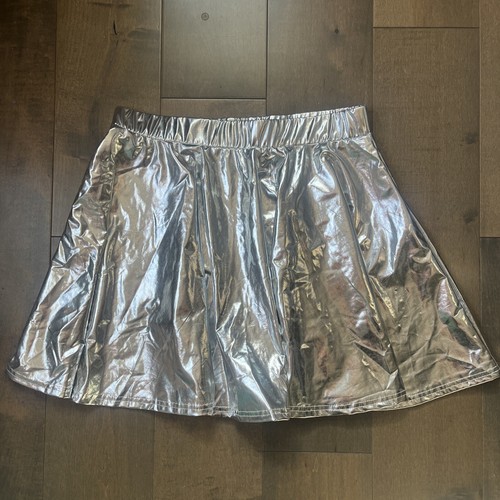 HDE Gonna Pattinatore Donna Argento Metallico Vita Elastica Taglia Media - Foto 2 di 7