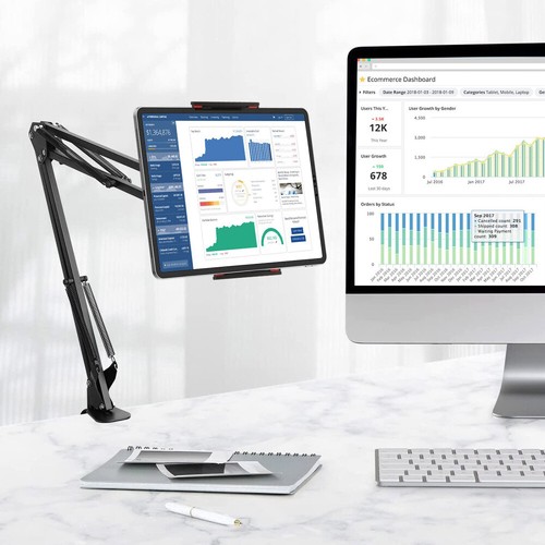 Verstellbar Halterung Handy Halter Tisch Bett Ständer für iPad Samsung Tablet - Afbeelding 11 van 14